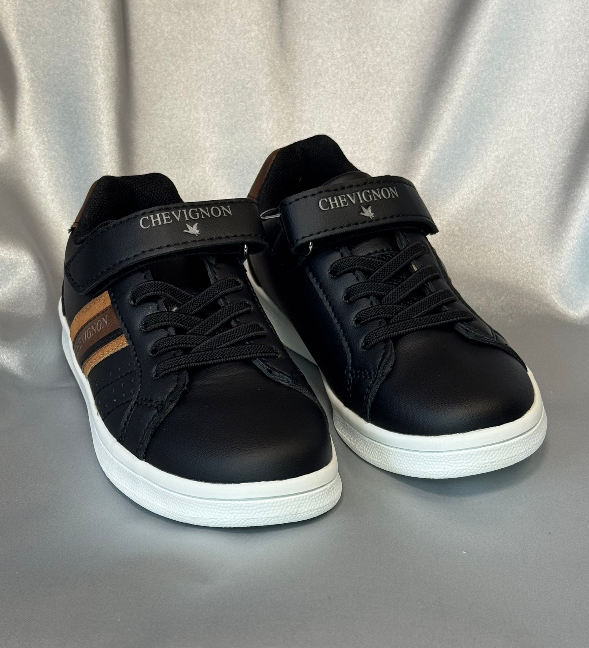 Дитячі кеди Chevignon Faik Velcro Noir чорні з коричневими вставками, європейький бренд.