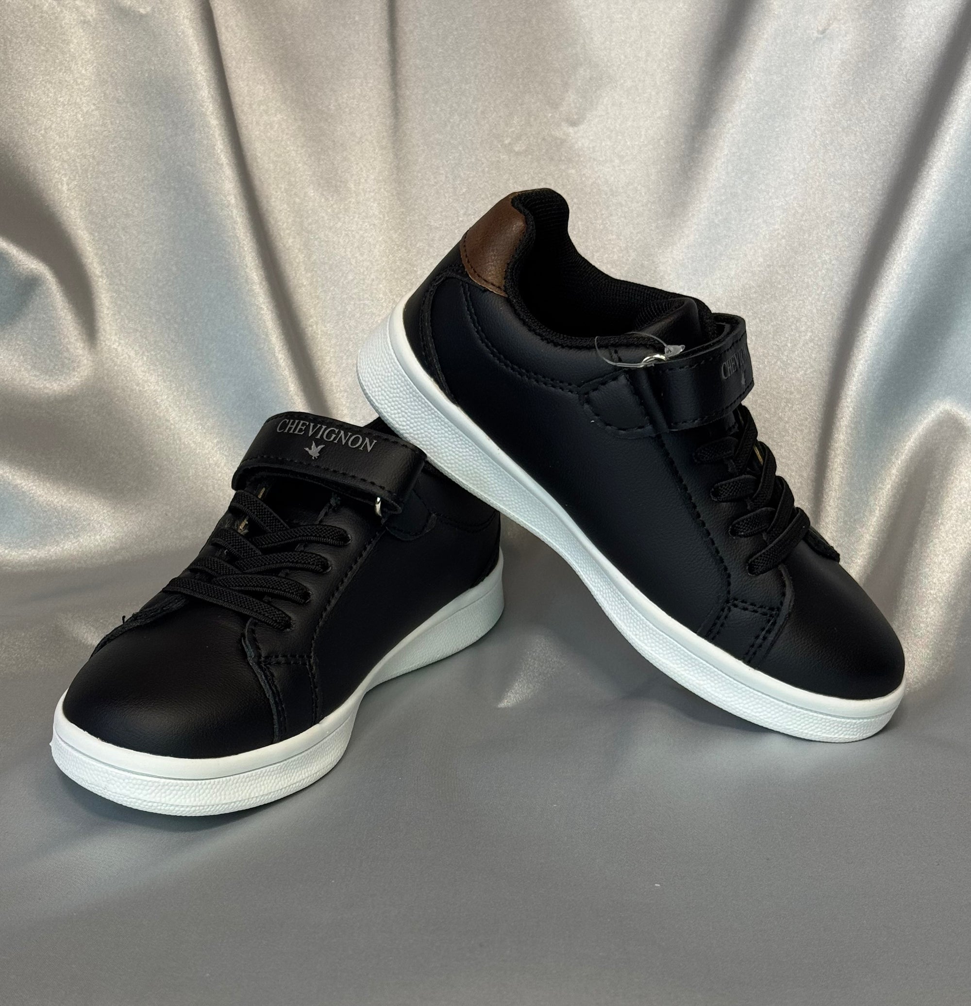 Дитячі кеди Chevignon Faik Velcro Noir чорні з коричневими вставками, європейький бренд.