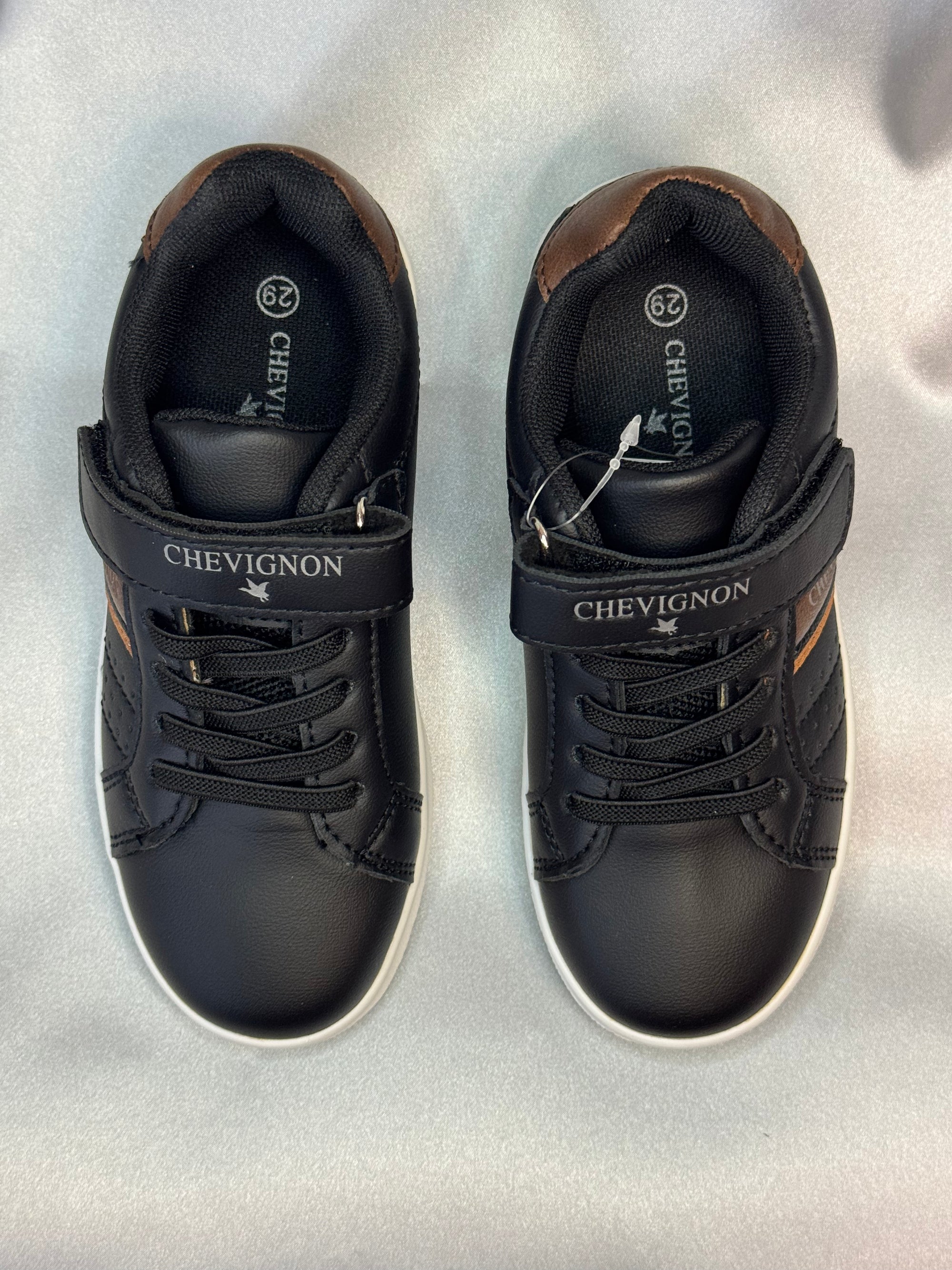 Дитячі кеди Chevignon Faik Velcro Noir чорні з коричневими вставками, європейький бренд.