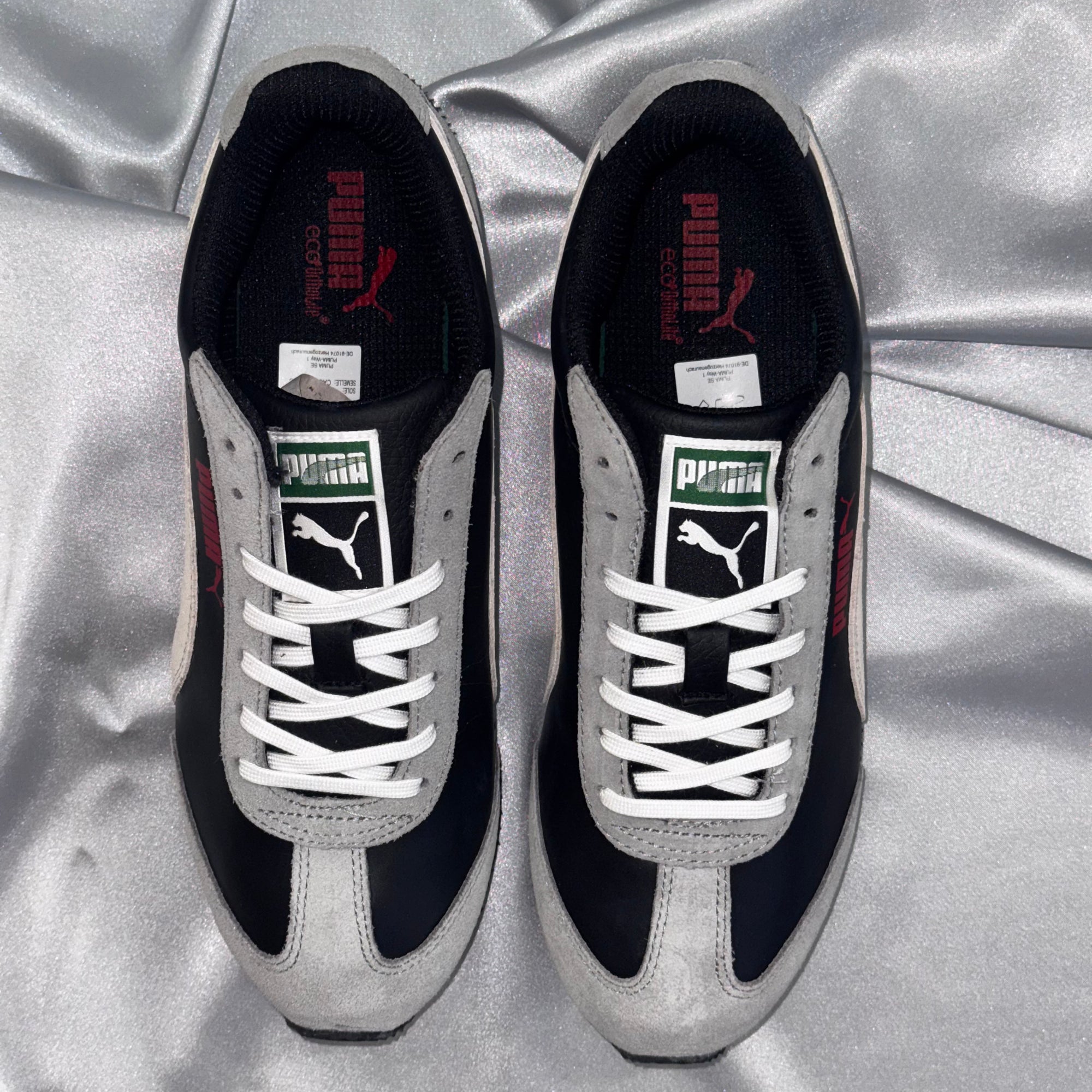 Чоловічі кросівки PUMA RIO SPEED L сірі з чорними та білими елементами і червоними акцентами, європейський бренд.