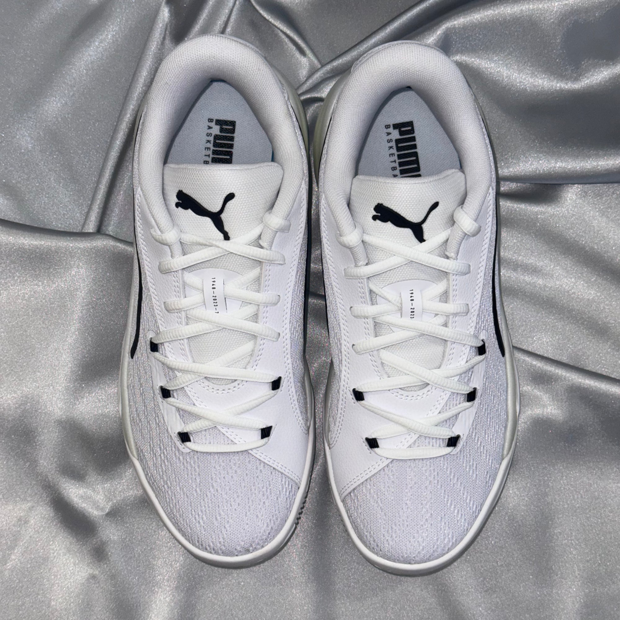 Чоловічі кросівки PUMA All-Pro Nitro White-Lime S - якісне спортивне взуття білого кольору з лаймовими акцентами, європейський бренд.