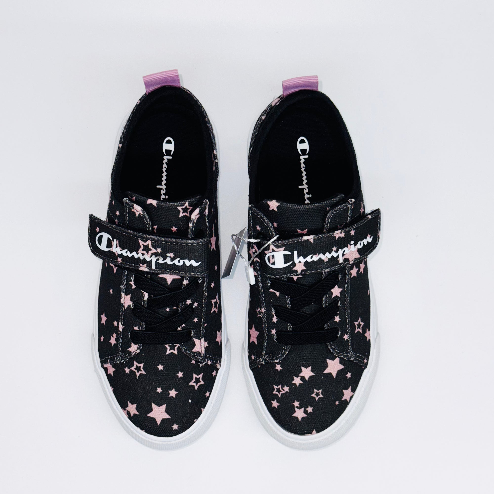 Дитячі кеди Champion Revoli Low G Ps Nbk Print шоколадного кольору з рожевим принтом (зірки), європейський бренд.