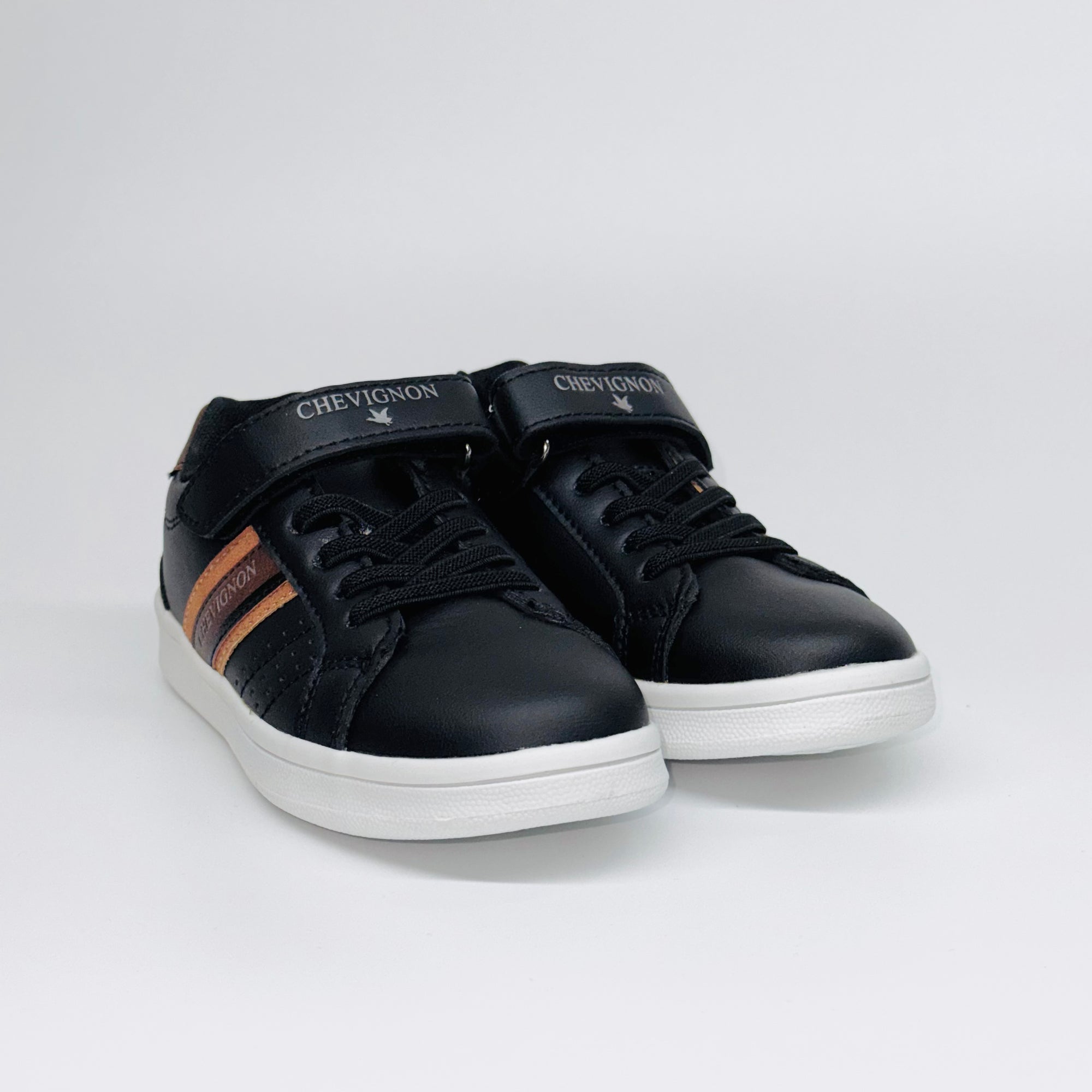 Дитячі кеди Chevignon Faik Velcro Noir чорні з коричневими вставками, європейький бренд.