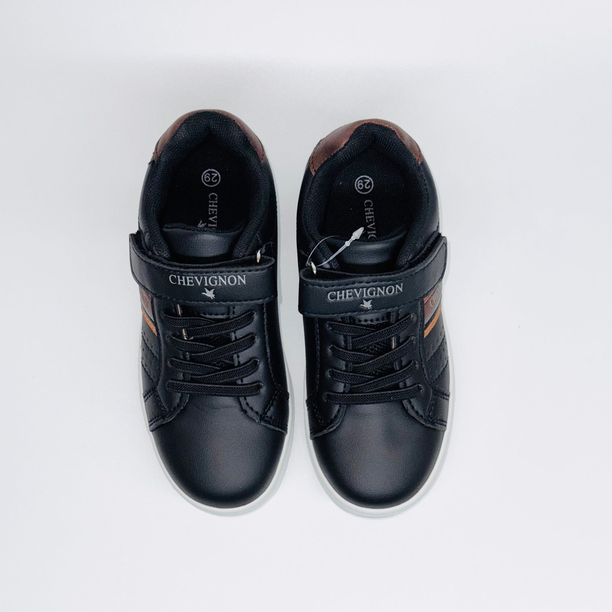 Дитячі кеди Chevignon Faik Velcro Noir чорні з коричневими вставками, європейький бренд.