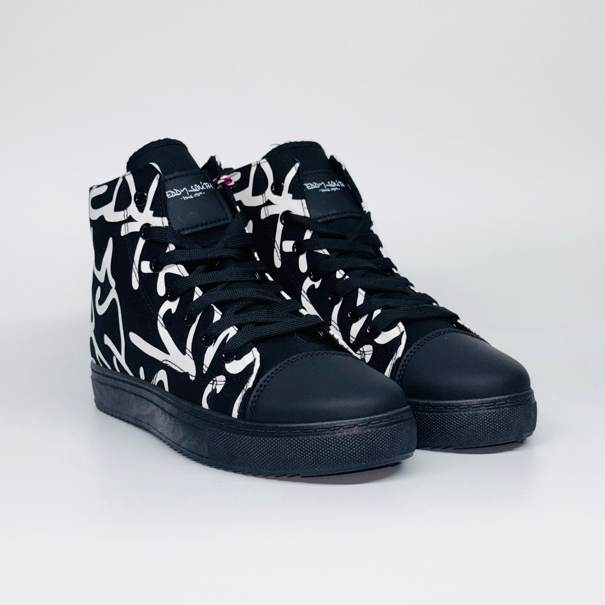 Чоловічі черевики Teddy Smith Men Ankle Boots Negro чорні, доповнений білим графічним принтом, європейський бренд.