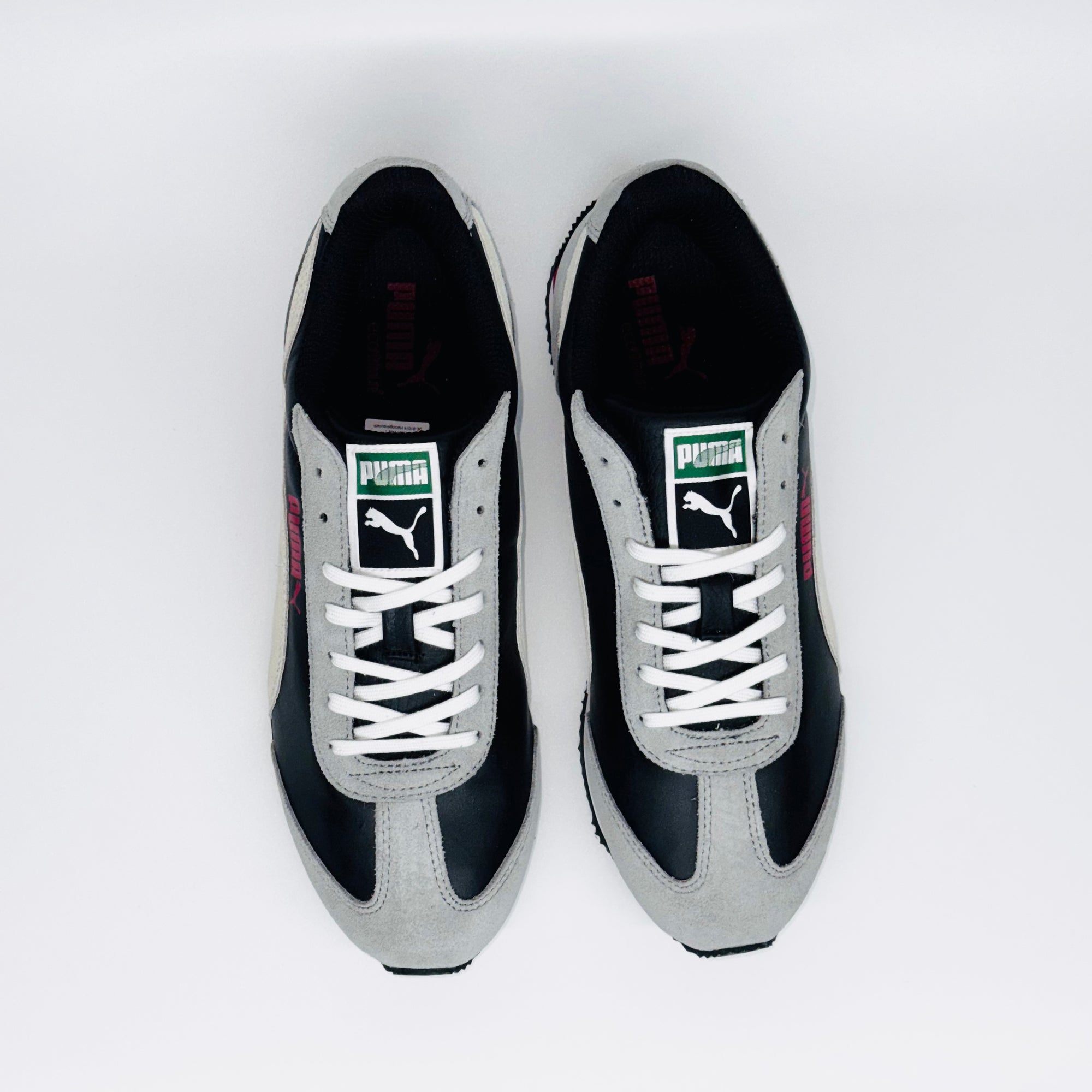 Чоловічі кросівки PUMA RIO SPEED L сірі з чорними та білими елементами і червоними акцентами, європейський бренд.