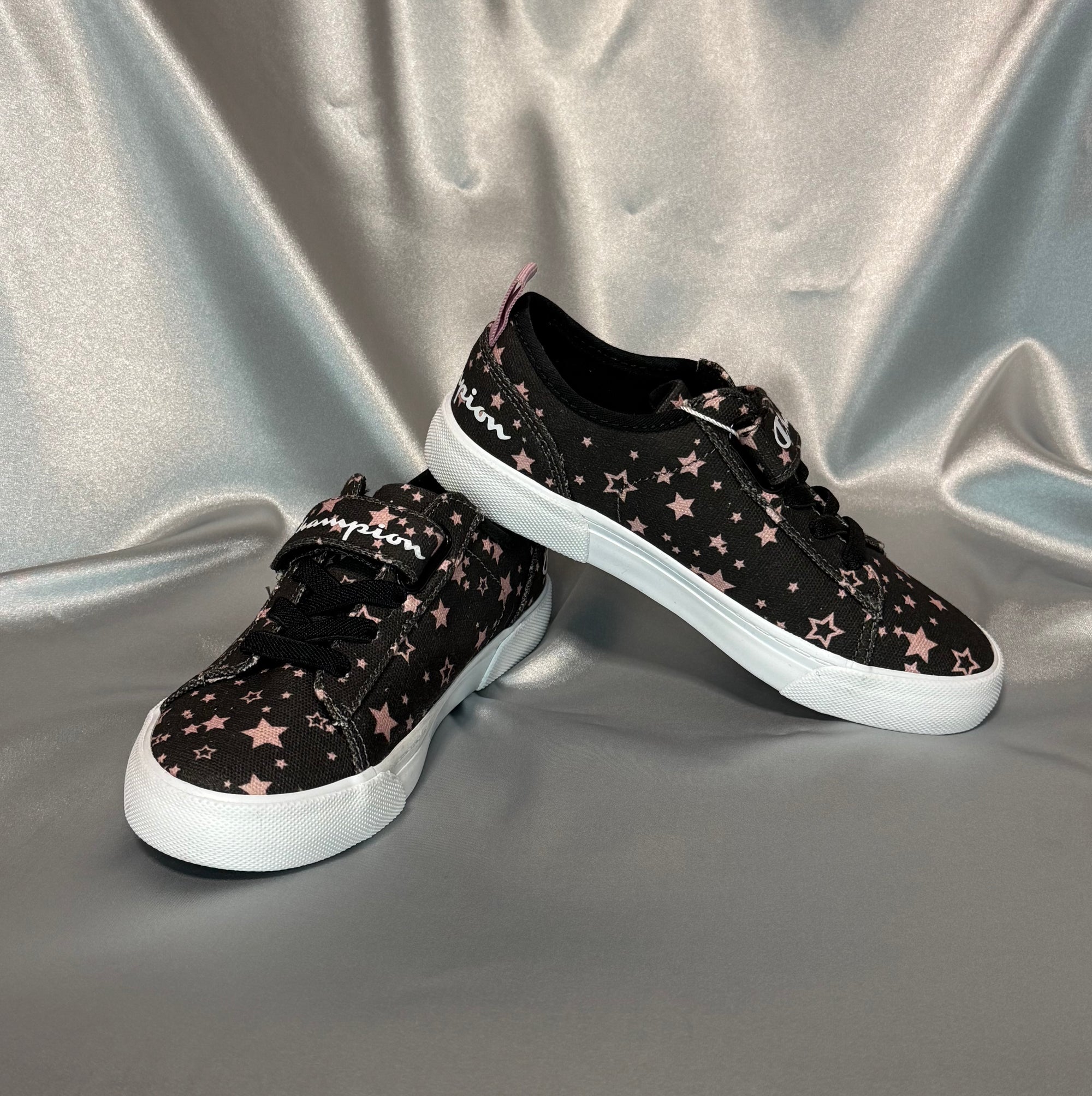 Дитячі кеди Champion Revoli Low G Ps Nbk Print шоколадного кольору з рожевим принтом (зірки), європейський бренд.